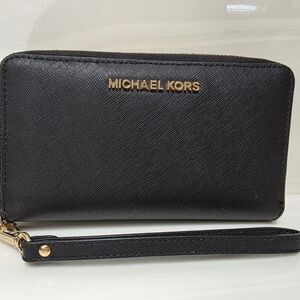 Michael Kors Black and Gold Wristlet